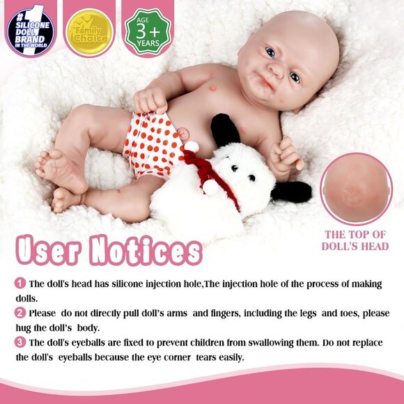 🆕14inch Full Platinum Silicone Baby Doll Reborn Eyes Open Lifelike Baby Girl - Picture 2 of 5